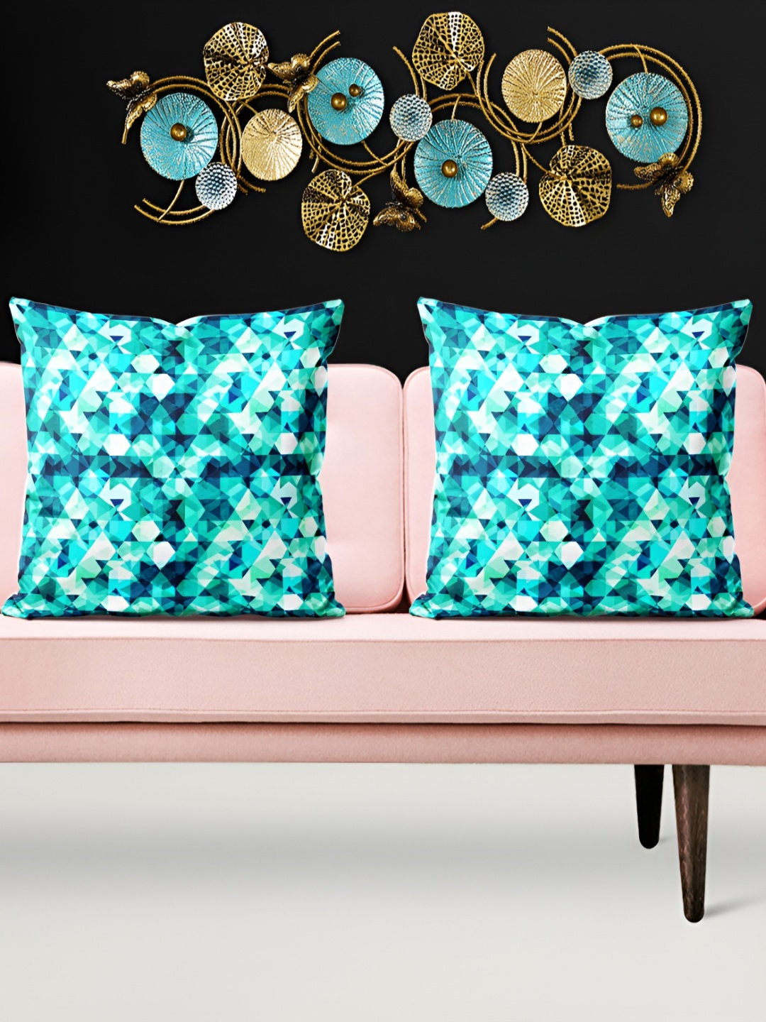 

ArtzFolio Blue & White 5 Pieces Geometric Printed Square Cushion Covers