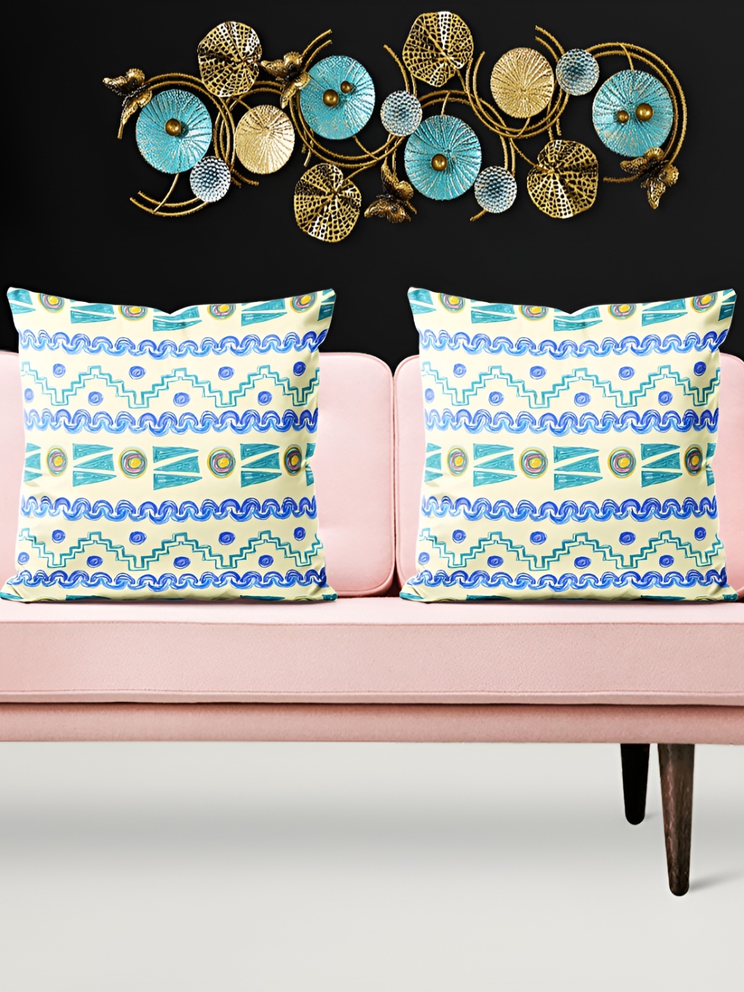 

ArtzFolio Yellow & Blue 5 Pieces Square Cushion Covers