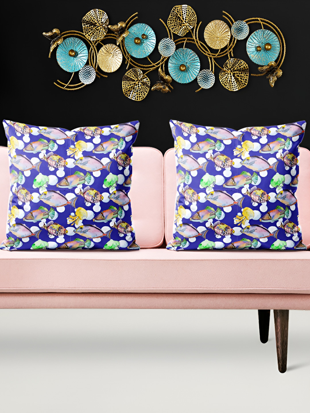 

ArtzFolio Blue & Green 5 Pieces Printed Velvet Square Cushion Covers