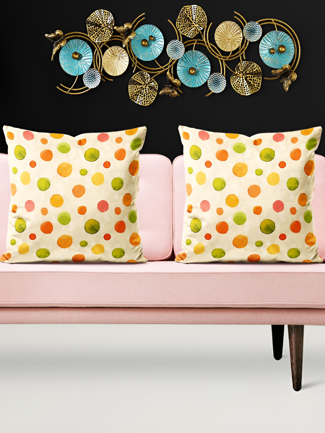 

ArtzFolio Beige & Green 5 Pieces Abstract Printed Velvet Square Cushion Covers