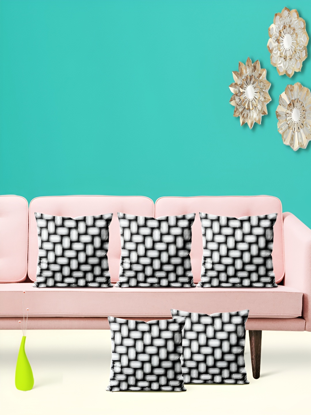 

ArtzFolio Black White 5 Pieces Square Cushion Covers