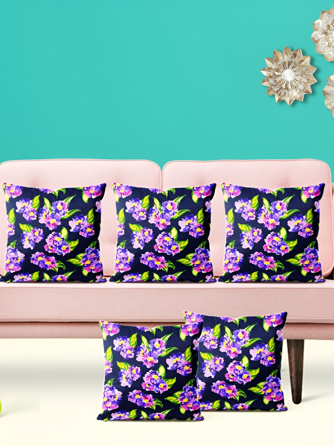 

ArtzFolio Lavender & Green 5Pcs Floral Square Cushion Covers