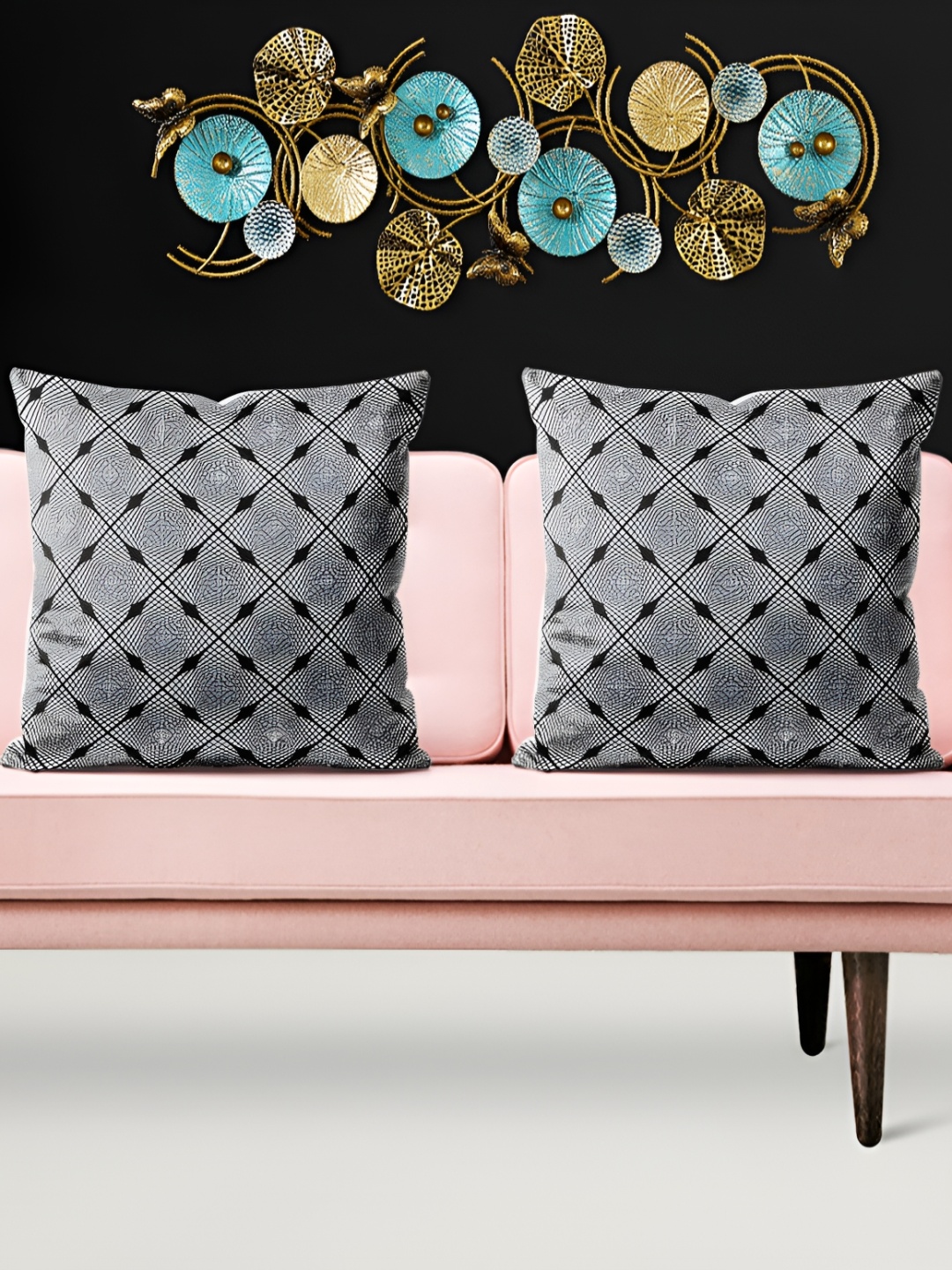 

ArtzFolio Grey Black 5 Pieces Square Cushion Covers