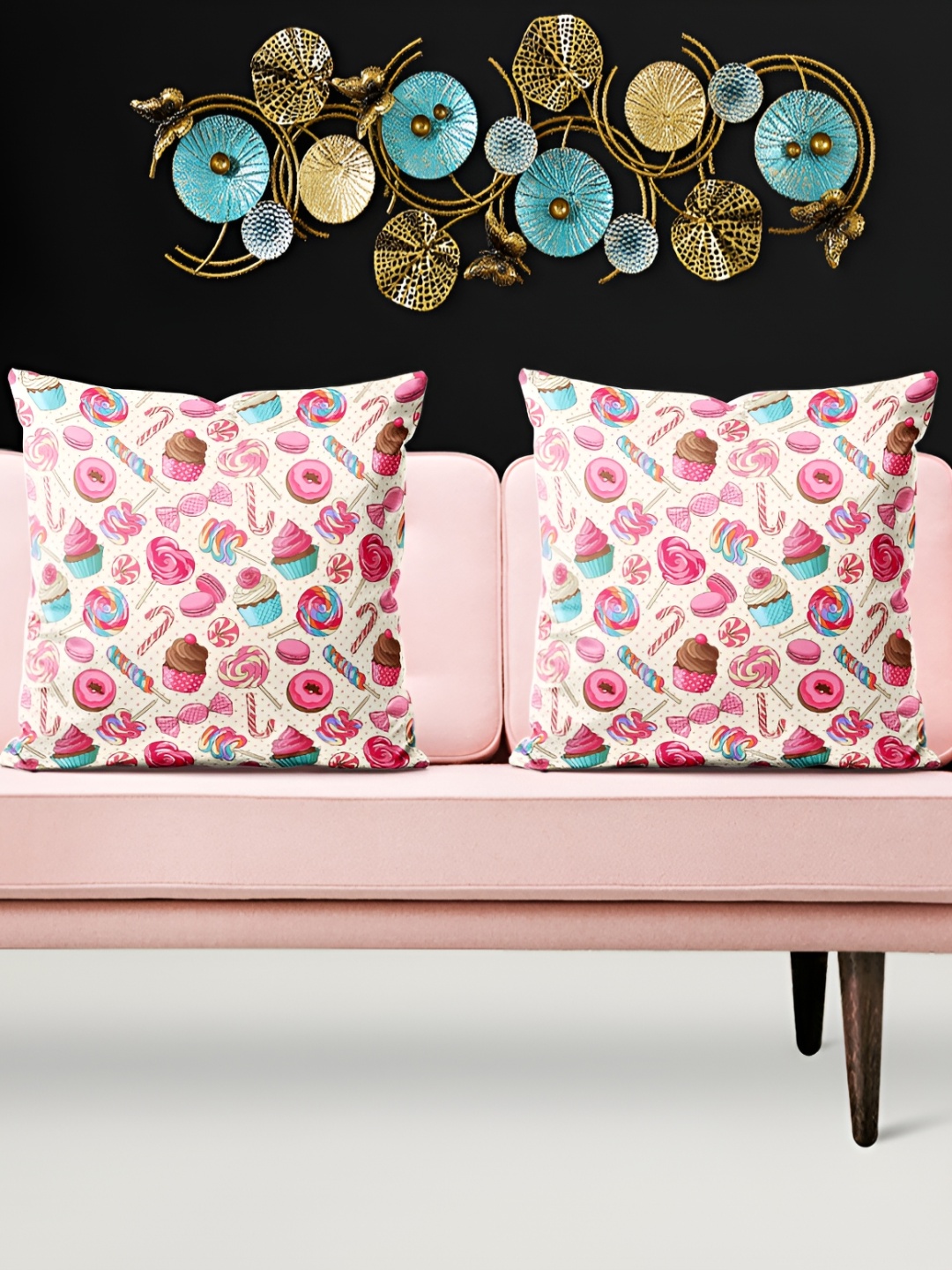 

ArtzFolio Pink & Cream 5Pcs Abstract Square Cushion Covers