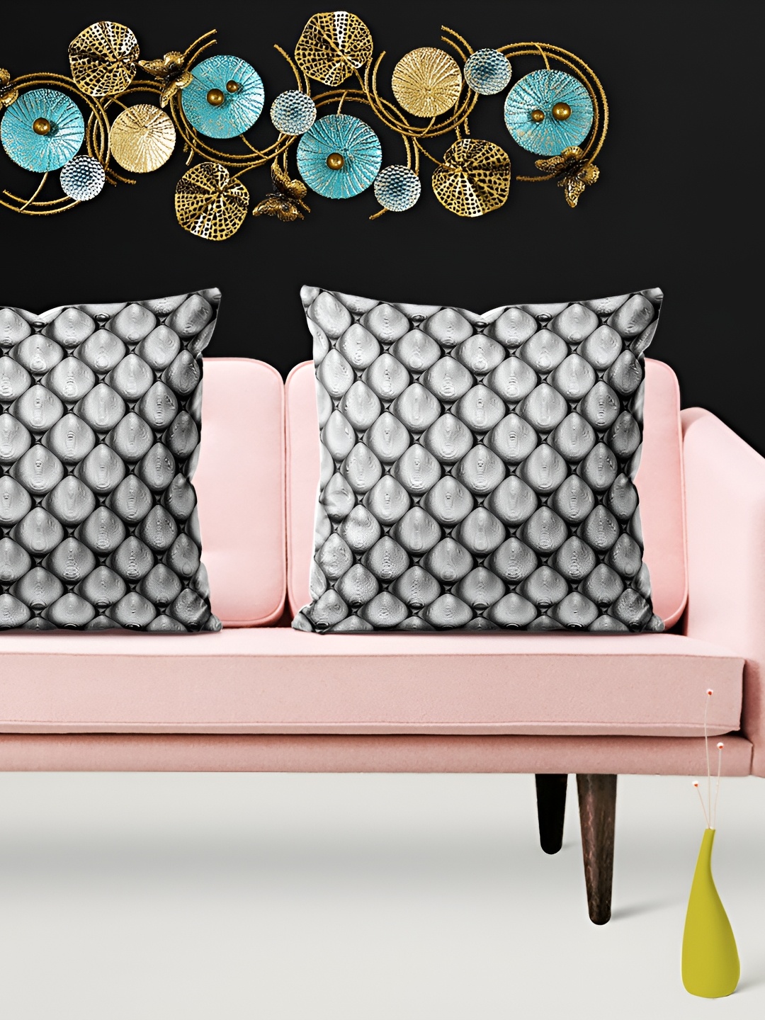 

ArtzFolio Grey & Black 5 Pieces Printed Square Cushion Covers