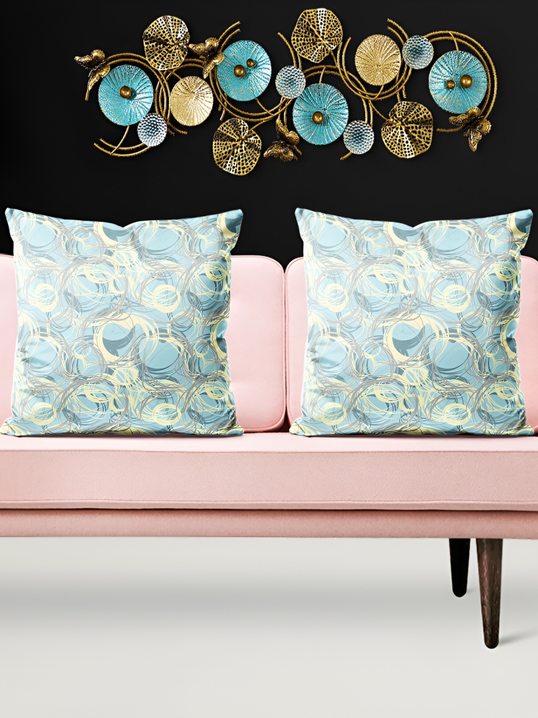 

ArtzFolio White & Green Printed 5 Pieces Square Cushion Covers