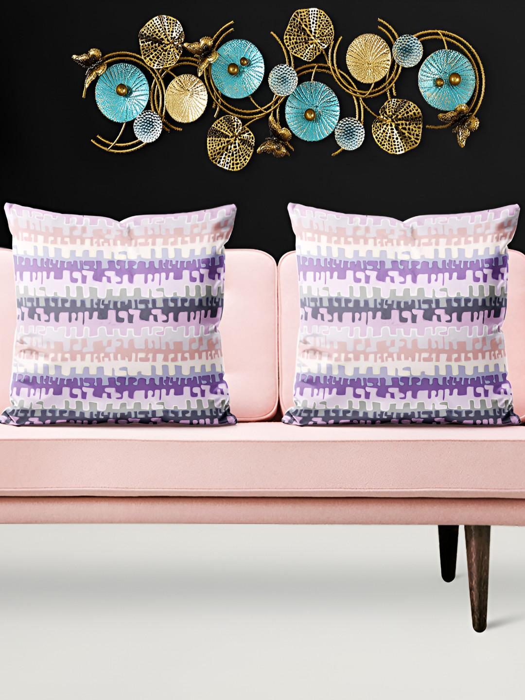 

ArtzFolio White Purple 5 Pieces Square Cushion Covers