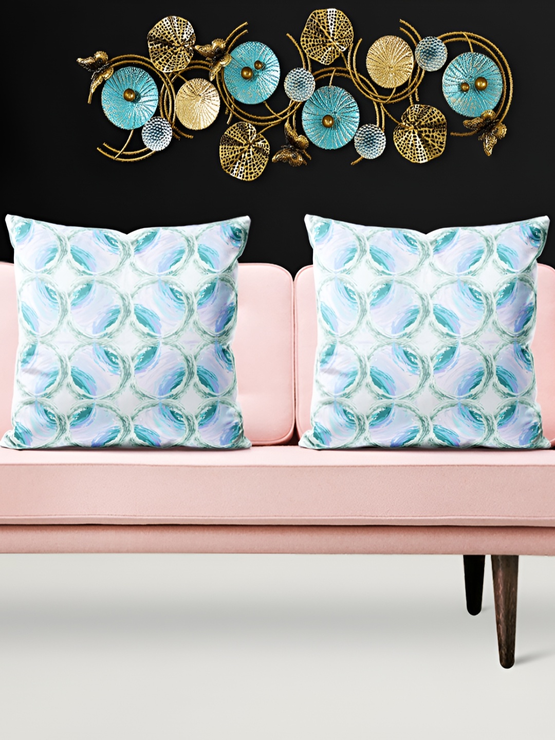 

ArtzFolio Blue 5 Pieces Geometric Square Cushion Covers