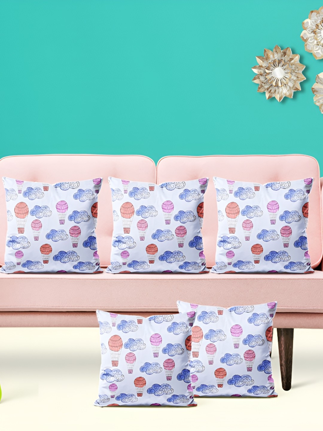 

ArtzFolio Blue & Purple 5 Pieces Abstract Printed Square Cushion Covers