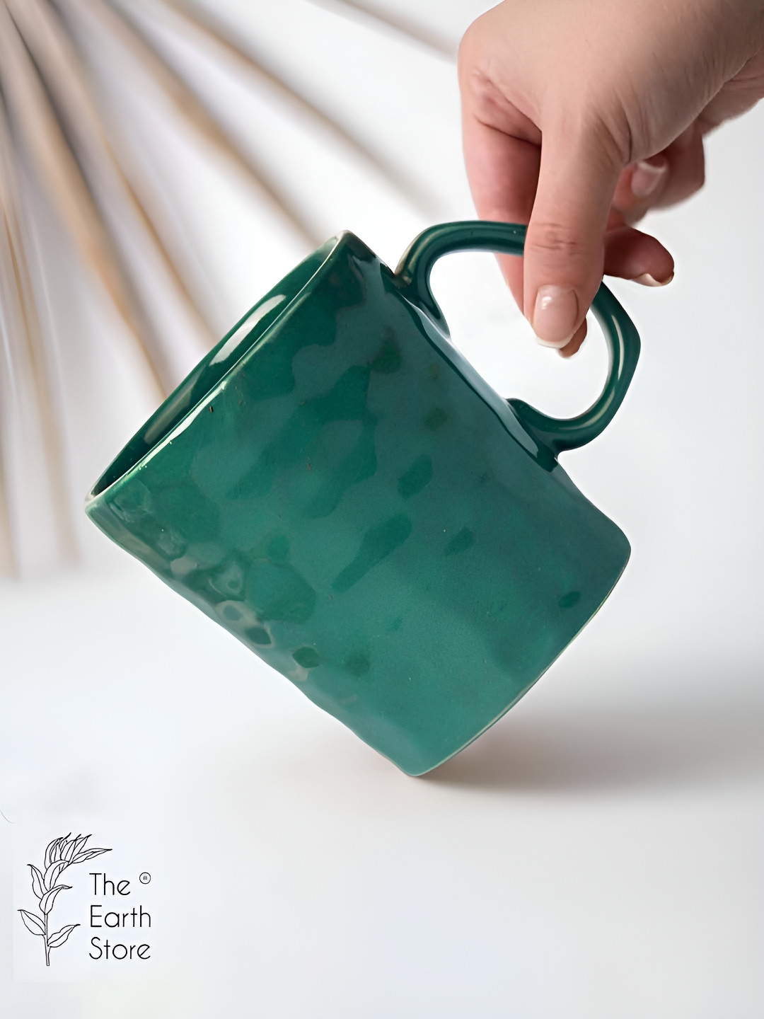 

The Earth Store Teal Handcrafted Textured Ceramic Glossy Mugs Set of Cups and Mugs