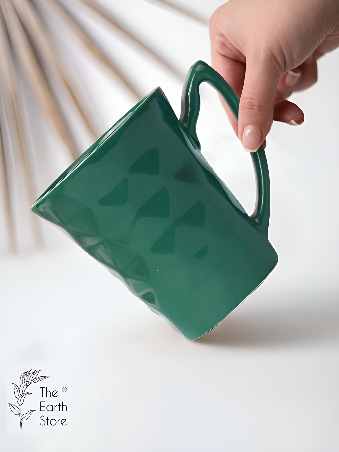 

The Earth Store Teal Handcrafted Textured Ceramic Glossy Mugs Set of Cups and Mugs