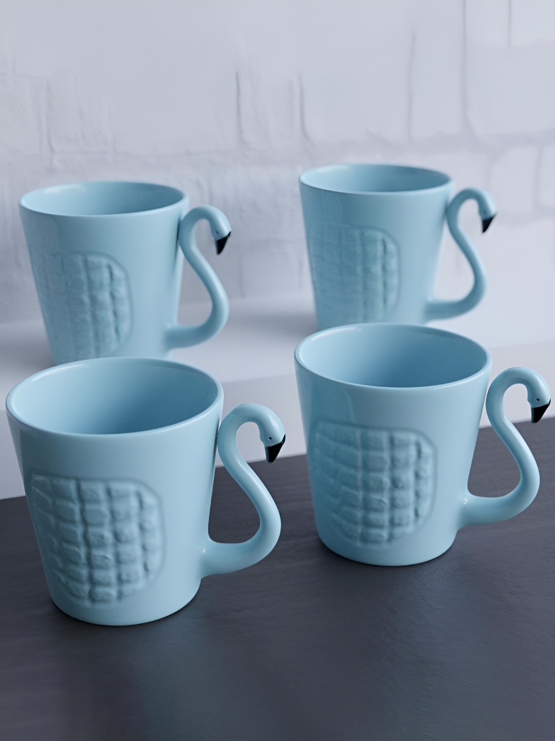 

The Earth Store Blue Handcrafted Textured Ceramic Glossy Mugs Set of Cups and Mugs