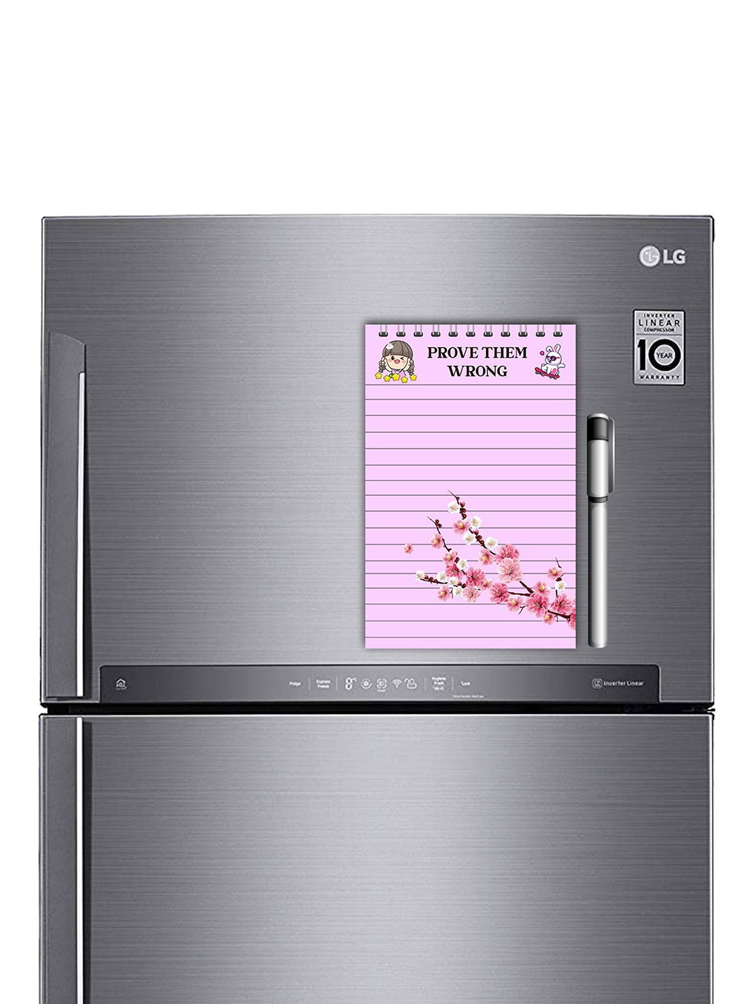 

ARTBUG Pink & White Printed Decorative Fridge Magnet Notepad With Marker
