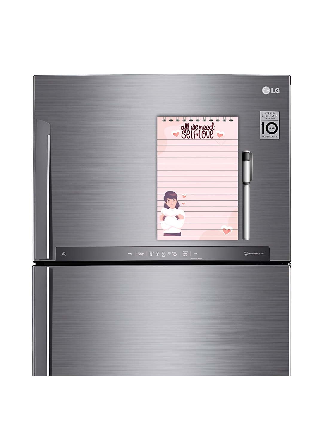 

ARTBUG Pink & White Printed Decorative Fridge Magnet Notepad With Marker