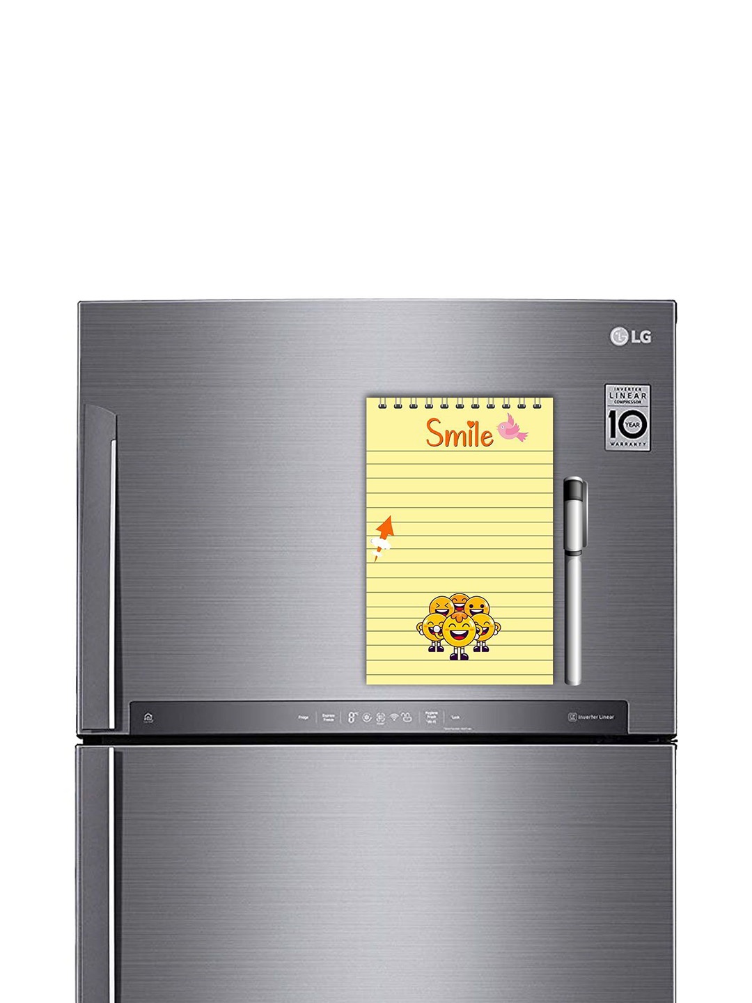 

ARTBUG Yellow & Red Printed Decorative Fridge Magnet Notepad With Marker