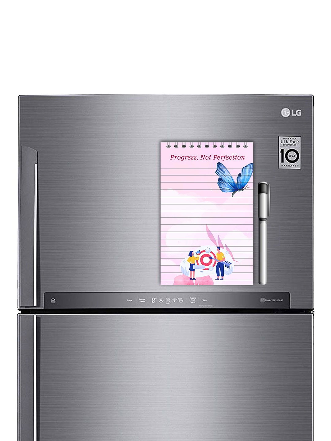 

ARTBUG Pink & White Printed Decorative Fridge Magnet Notepad With Marker
