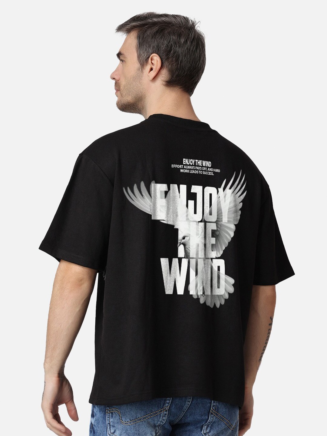 

The Label Bar Typography Printed Oversized Cotton T-shirt, Black