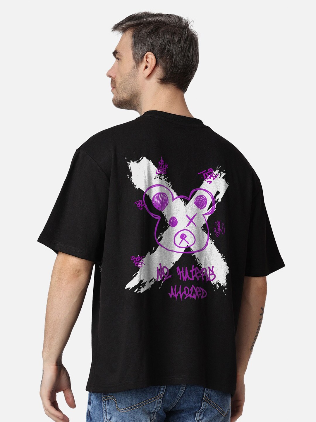 

The Label Bar Graphic Printed Oversized Cotton T-shirt, Black
