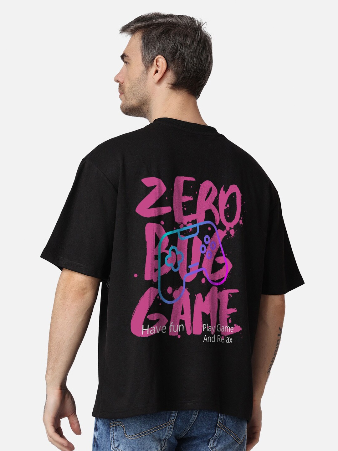 

The Label Bar Typography Printed Oversized Cotton T-shirt, Black