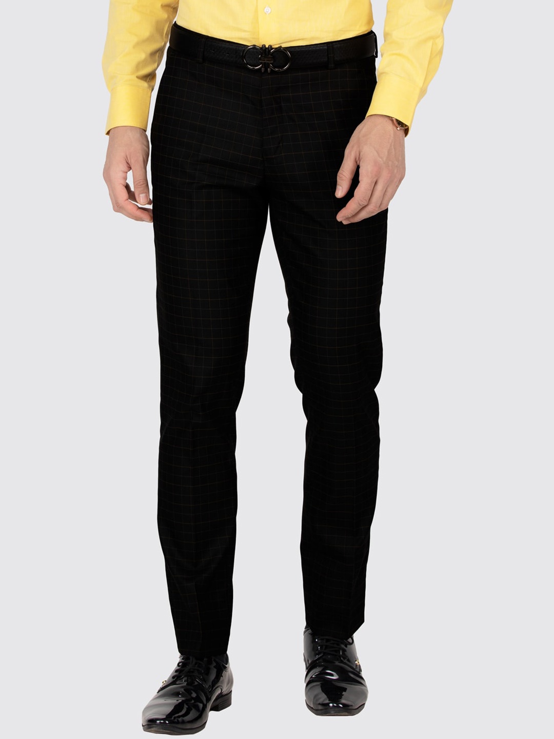 

Berkshire Men Checked Smart Slim Fit Formal Trousers, Black