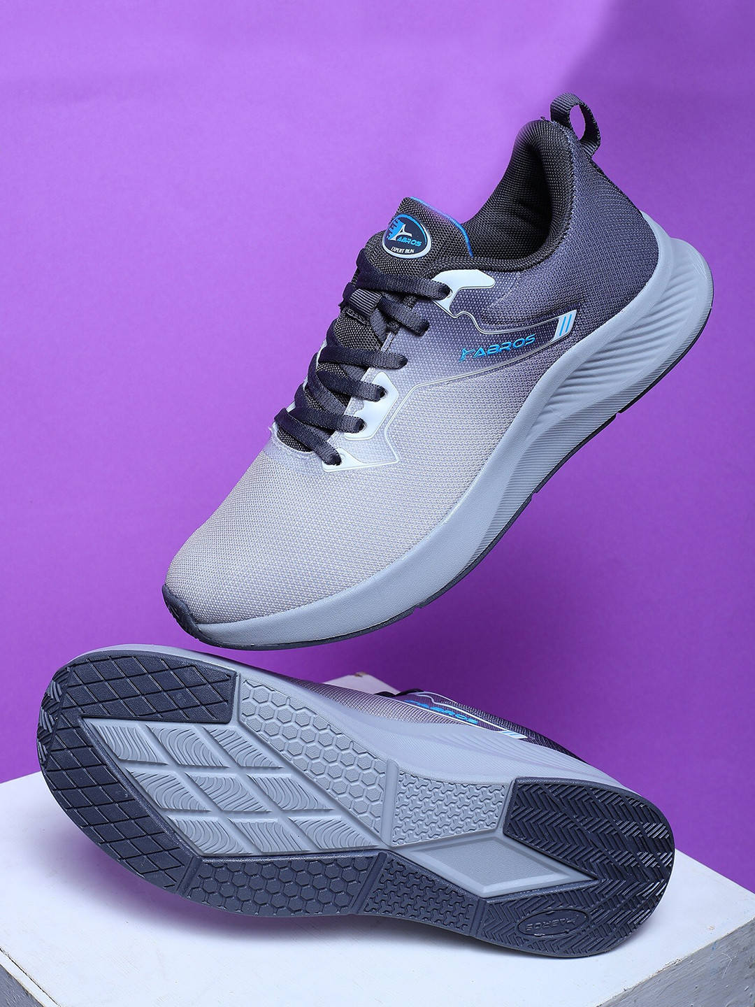 

ABROS Men Lace-Up Mesh Running Shoes, Grey