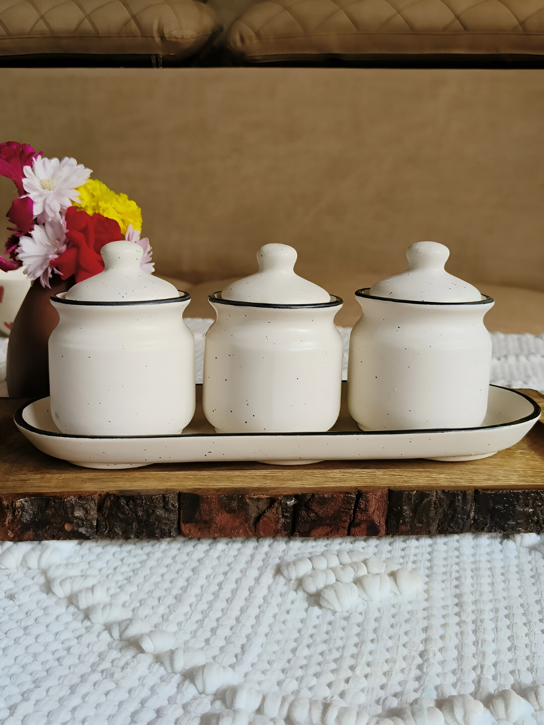 

NIYARA White & Black Ceramic Dishwasher and Microwave Safe Food Container