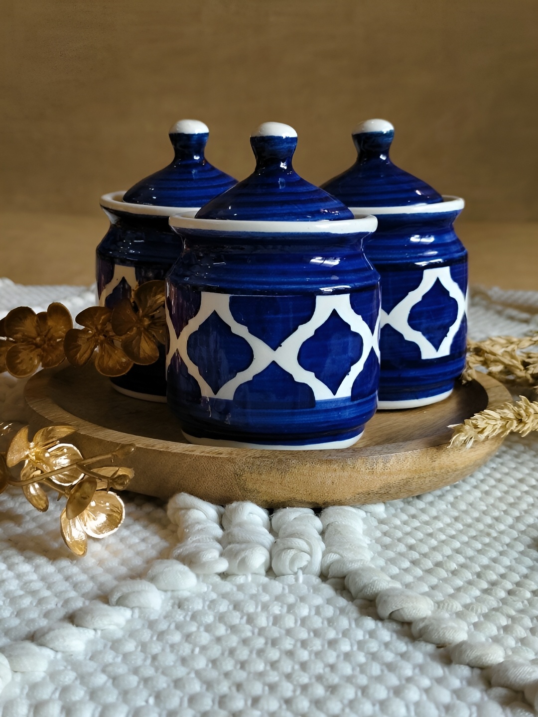 

NIYARA Blue & White Ceramic Dishwasher and Microwave Safe Food Container