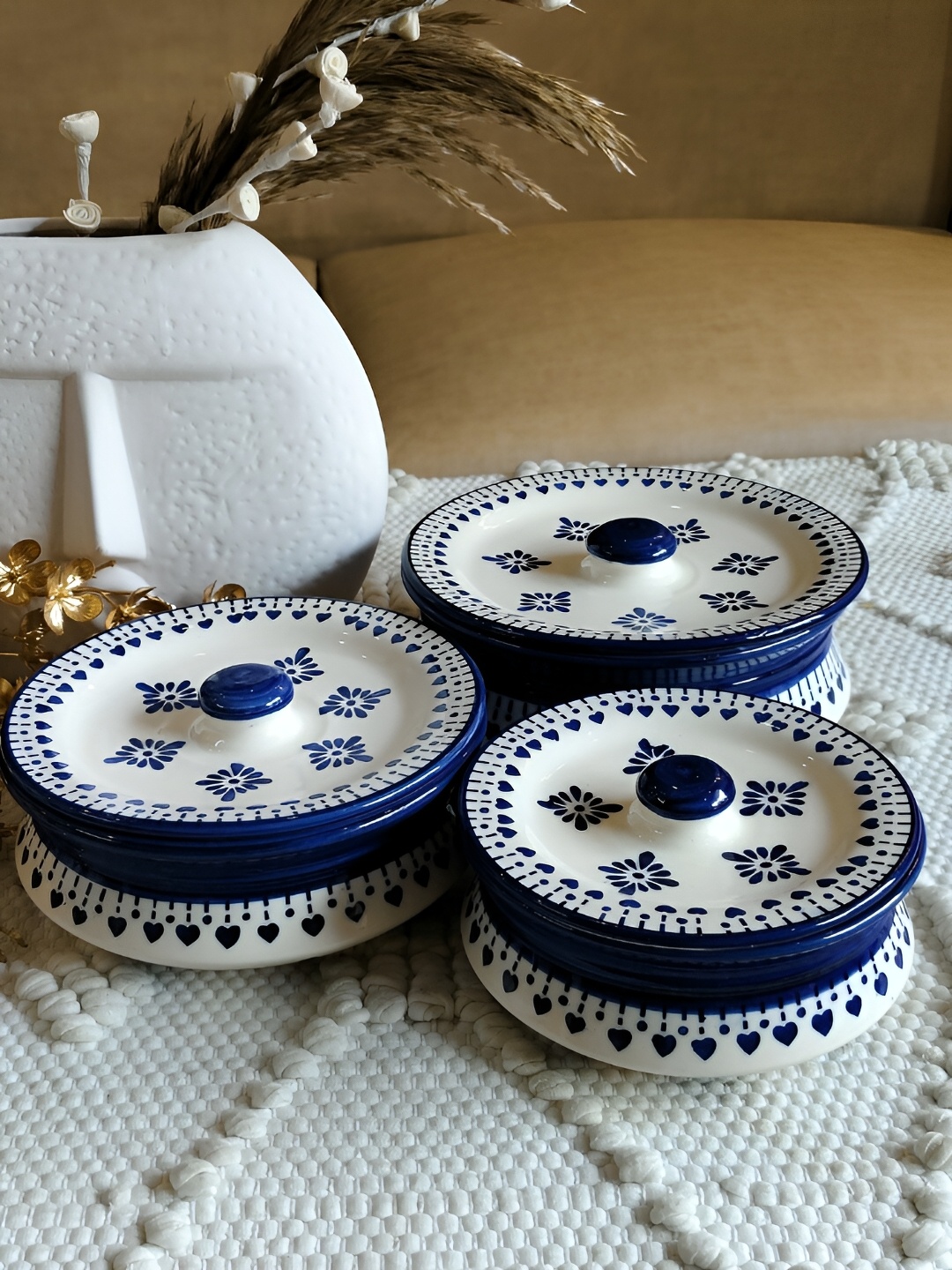 

NIYARA Blue & White Ceramic Dishwasher and Microwave Safe Food Container