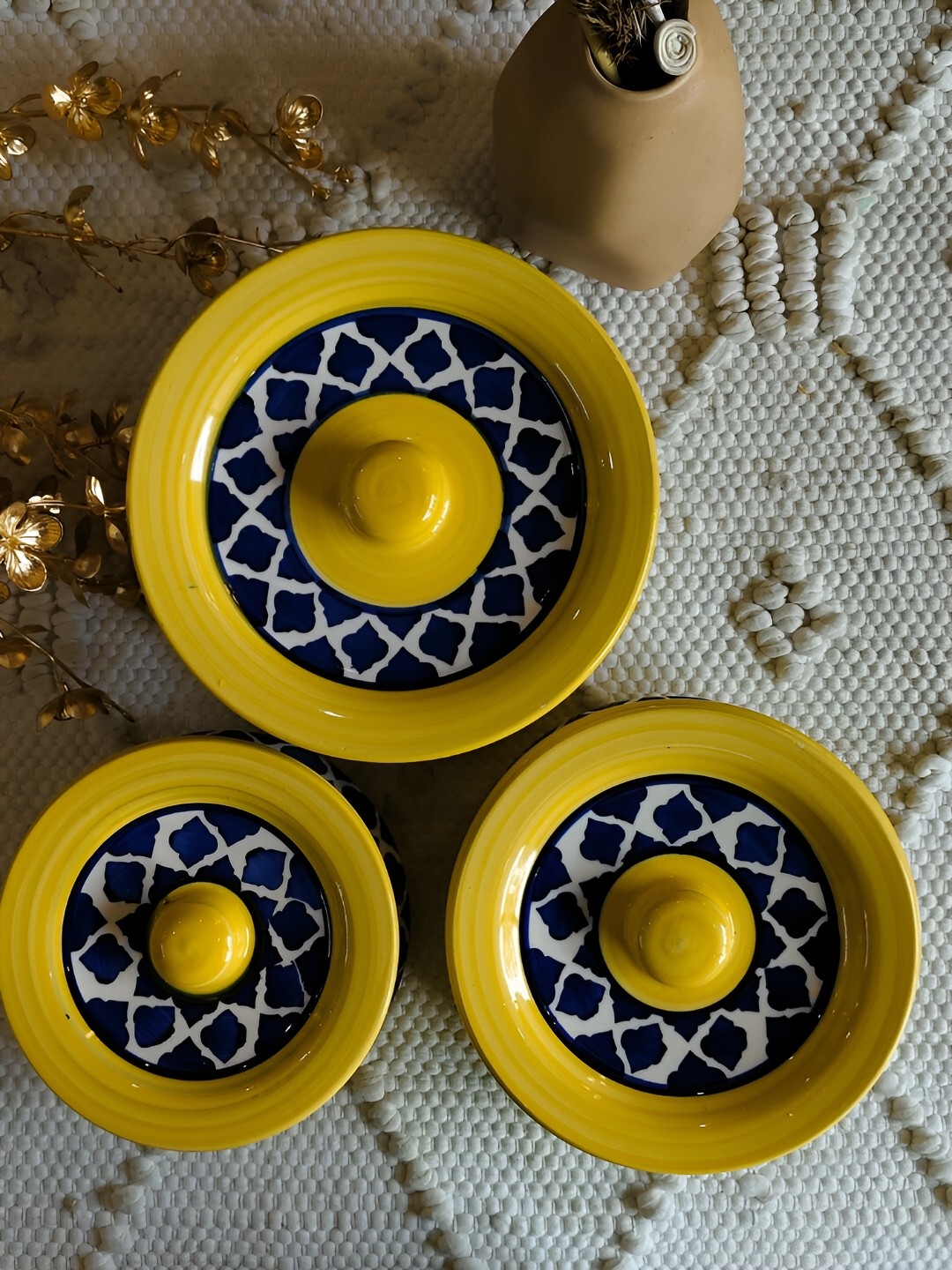 

NIYARA Yellow & White Ceramic Dishwasher and Microwave Safe Food Container