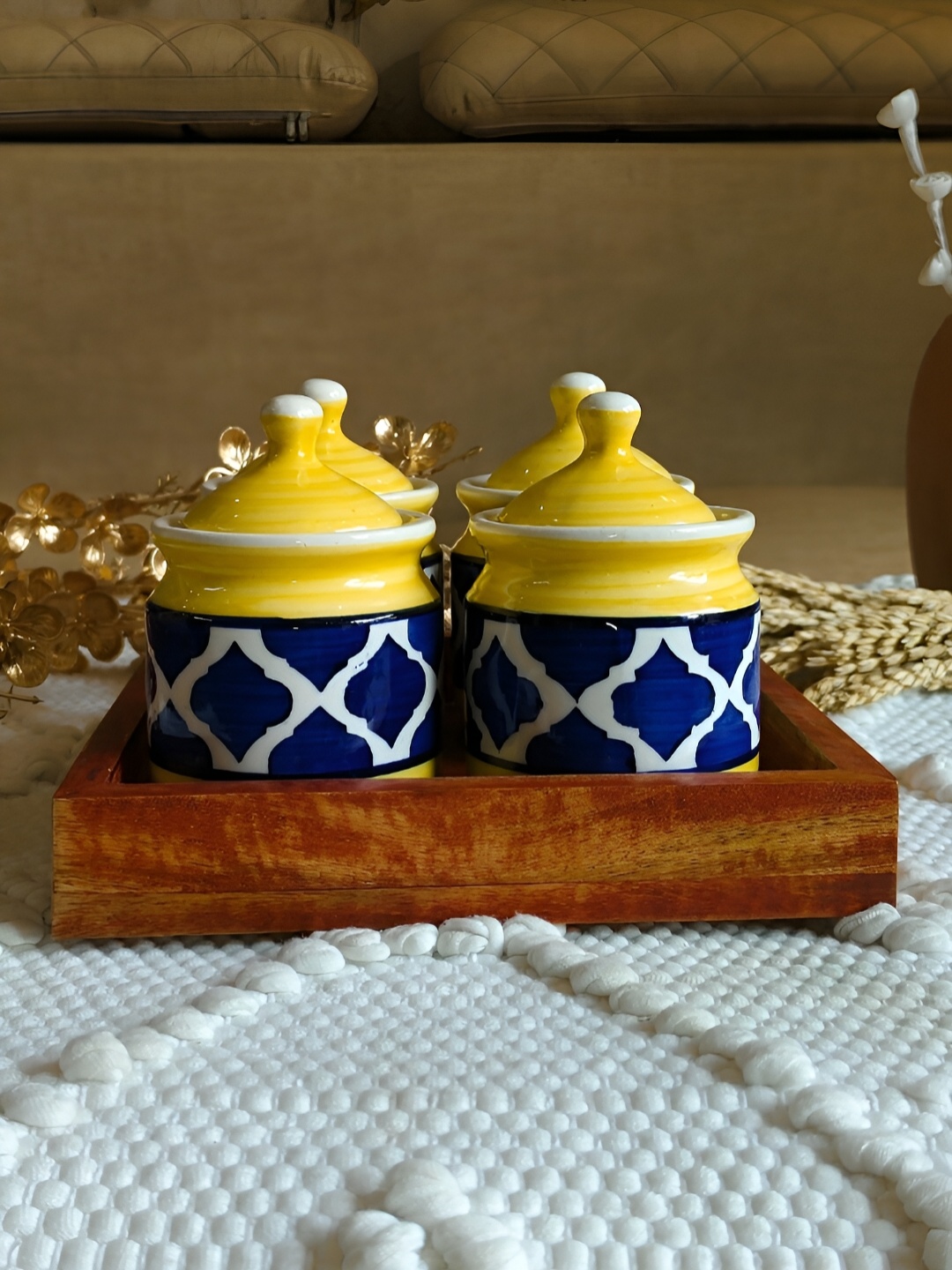 

NIYARA Yellow & White Ceramic Dishwasher and Microwave Safe Food Container