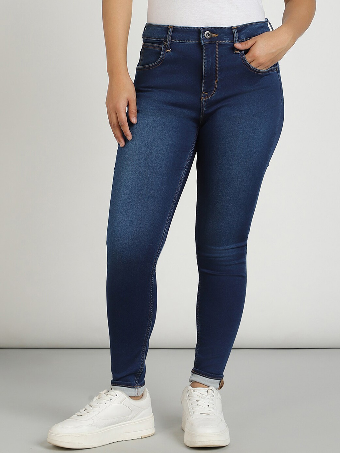 

Lee Women Skinny Fit High-Rise Light Fade Stretchable Jeans, Blue