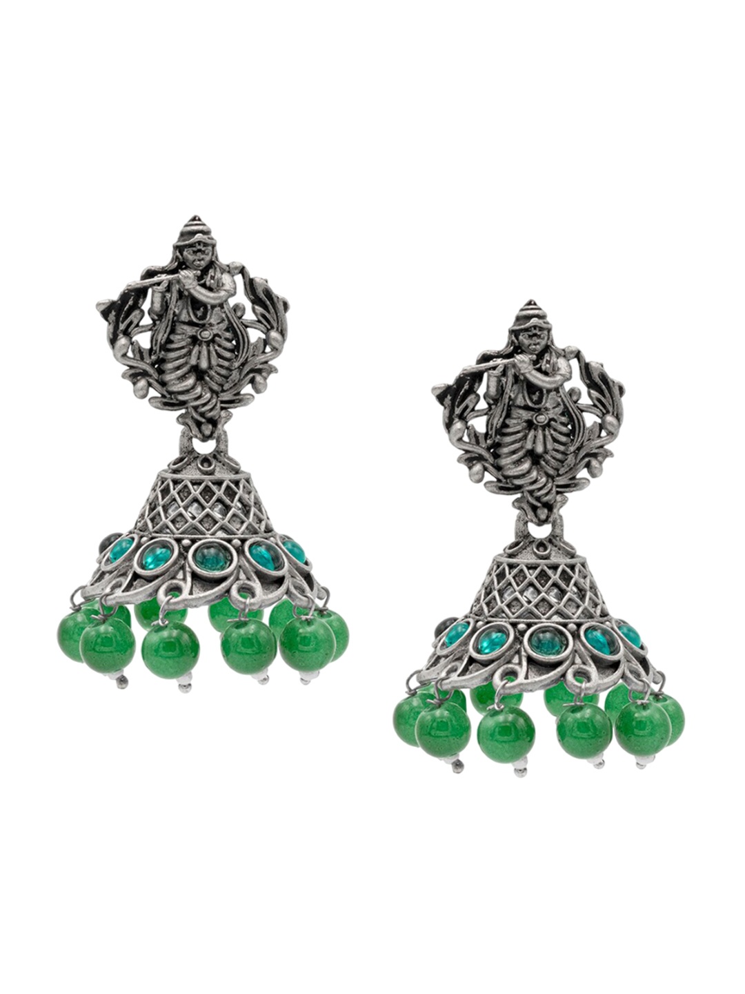 

Shining Jewel - By Shivansh Silver-Plated CZ Studded Classic Jhumkas Earrings