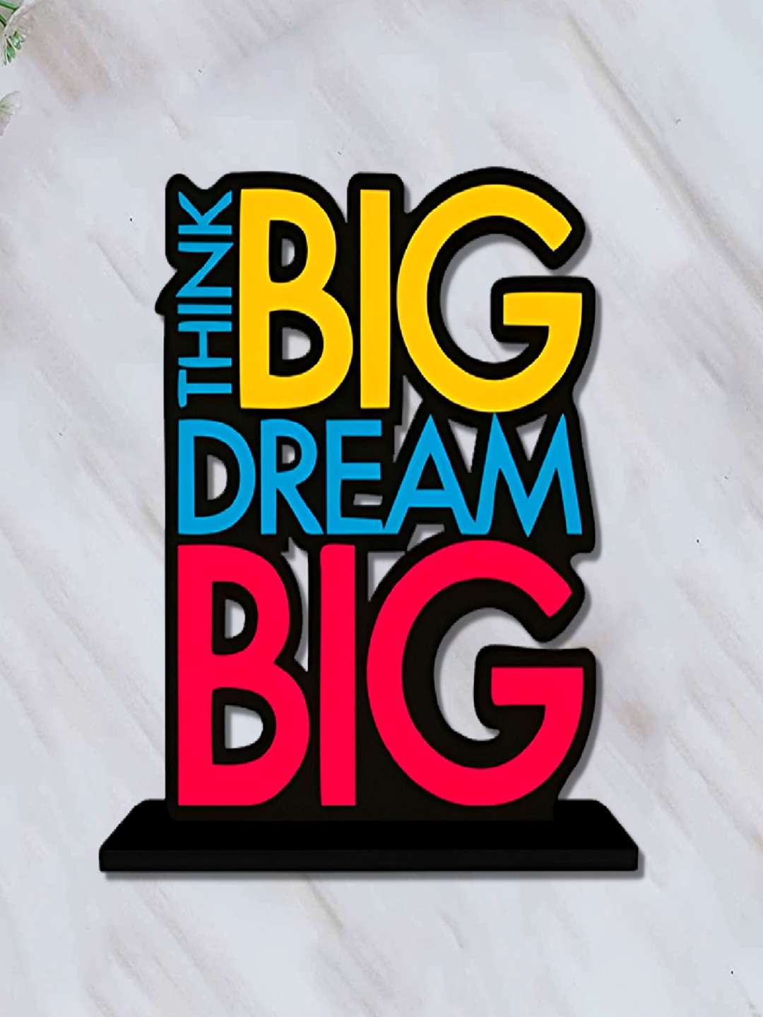 

Phirki Studio Pink & Blue Think Big Dream Big Positive Quotes Wooden Curio Showpiece