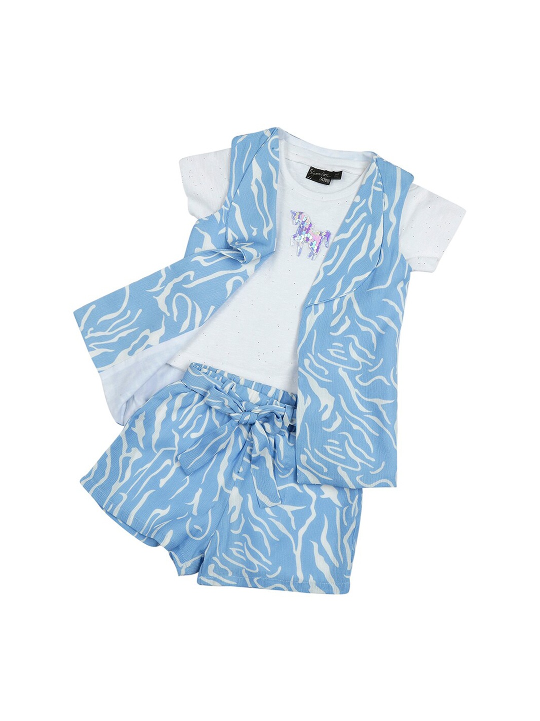 

Actuel Girls Printed Tunic with Shorts, Blue