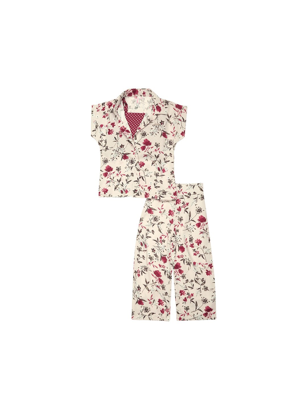 

Actuel Girls Printed Top with Trousers, Cream