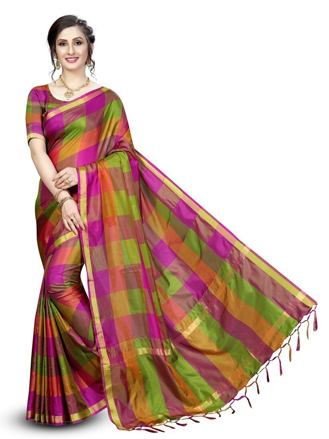 

KALINI Woven Design Zari Kanjeevaram Saree, Pink
