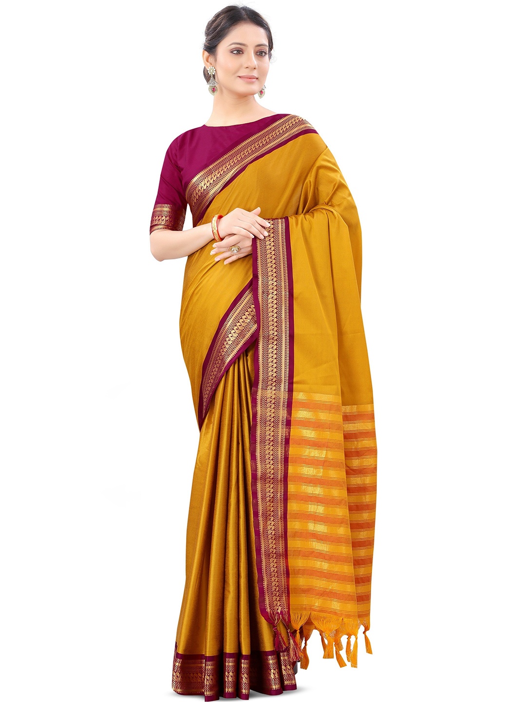 

KALINI Zari Silk Cotton Kanjeevaram Saree, Pink