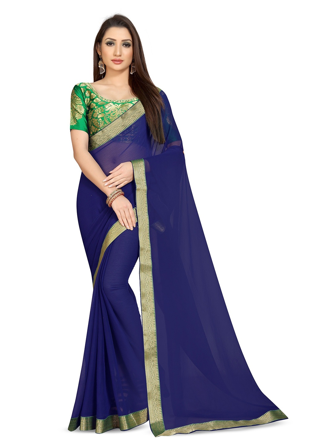 

KALINI Zari Silk Cotton Kanjeevaram Saree, Green