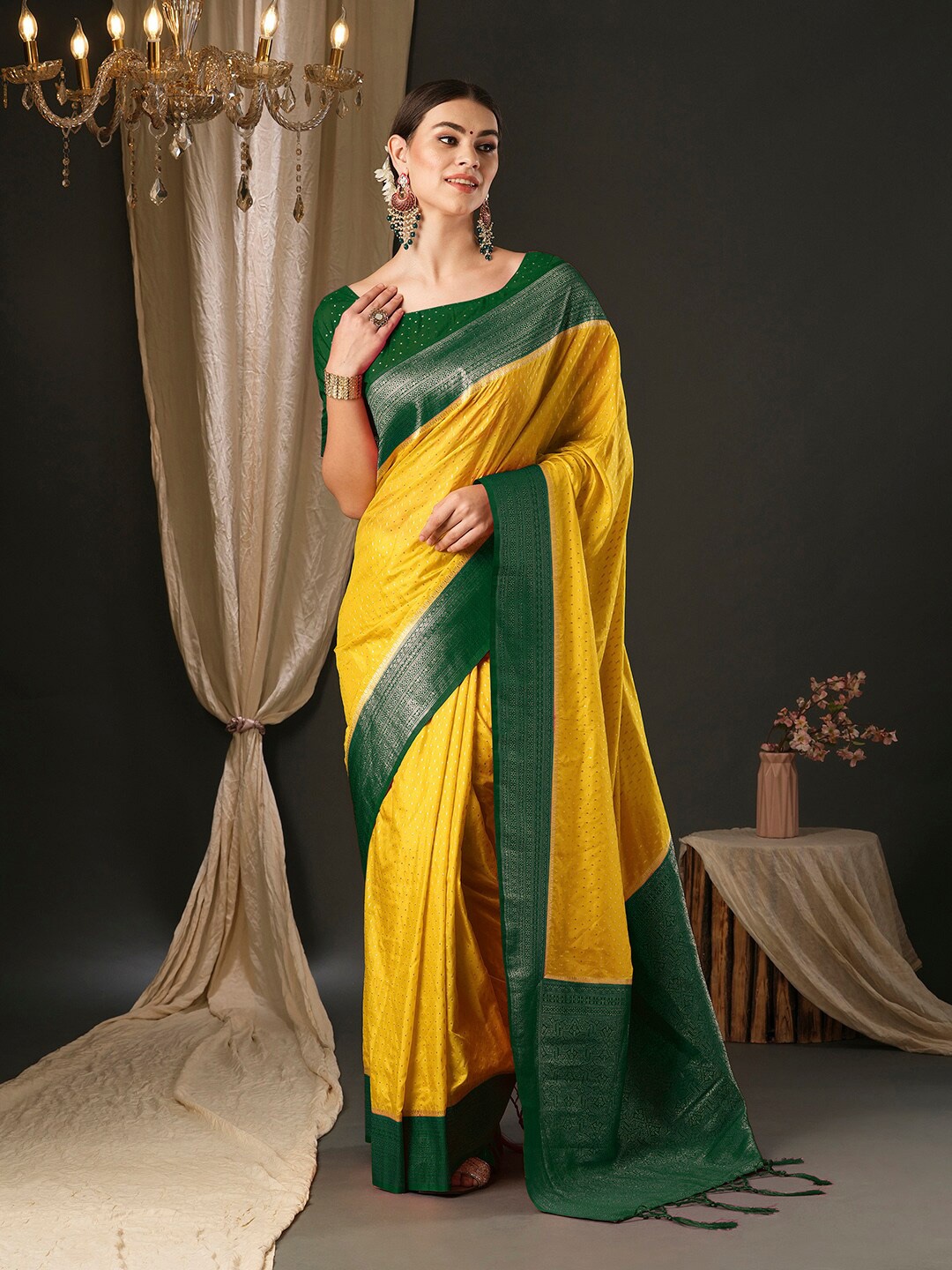 

Anouk Woven Design Zari Banarasi Saree, Yellow