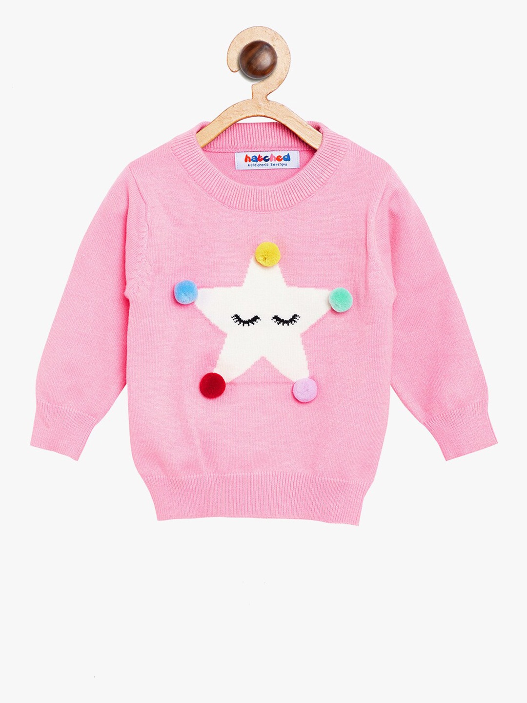 

BAESD Unisex Kids Embroidered Woollen Pullover, Pink