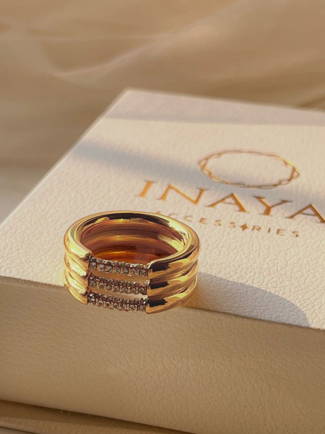 

Inaya 18kt Gold Plated Stainless Steel Cubic Zirconia Finger Ring