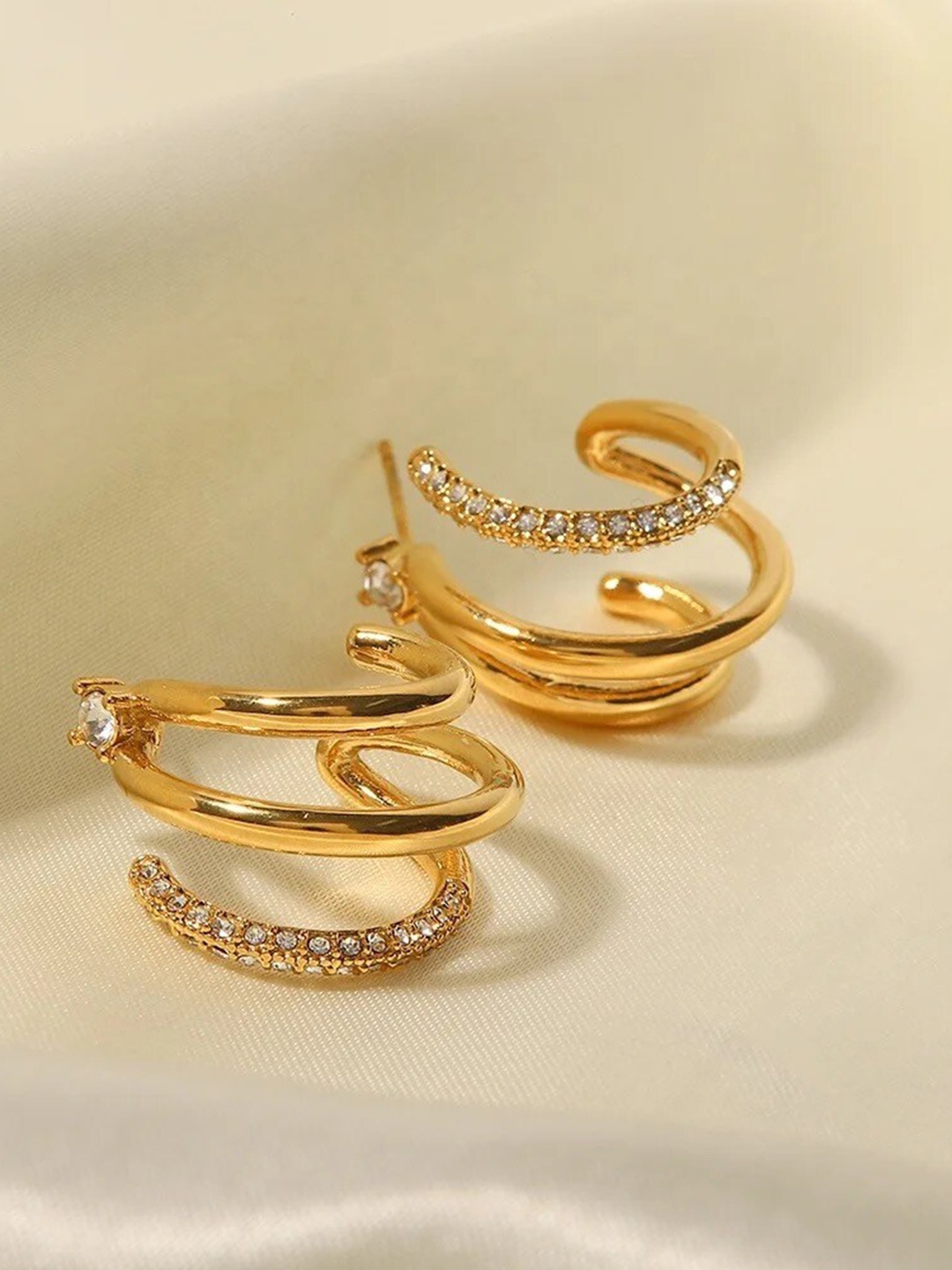

Inaya Gold-Plated Contemporary Half Hoop Earrings