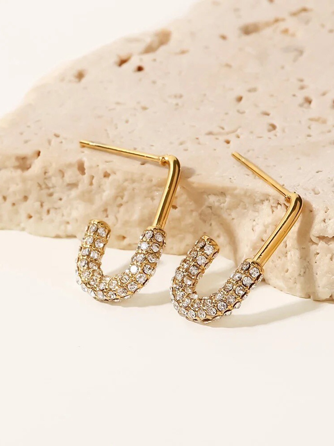 

Inaya 18Kt Gold Plated Contemporary Half Hoop Earrings