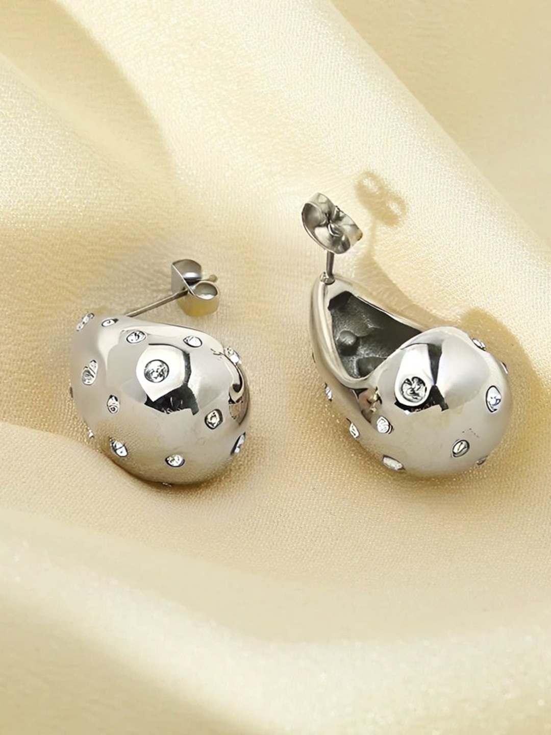 

Inaya 18kt Gold Plated Stainless Steel Cubic Zirconia Studs Earrings, Silver