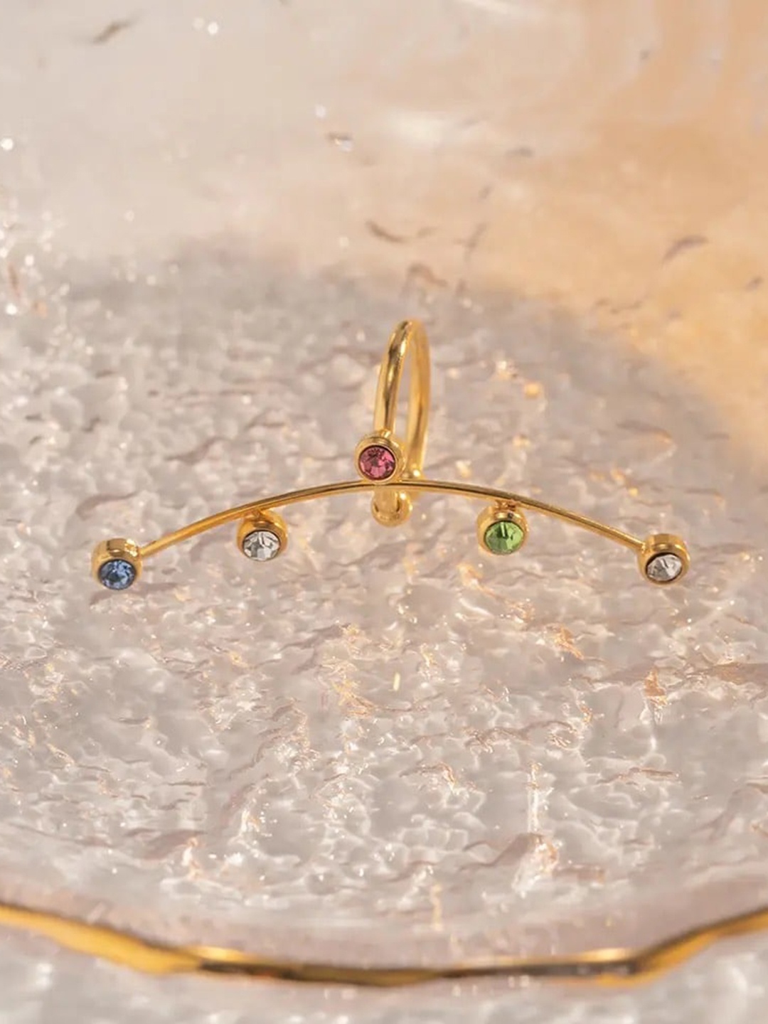 

Inaya 18 K Stainless Steel Gold Plated Artificial Stones Studded Ear Cuff Earrings