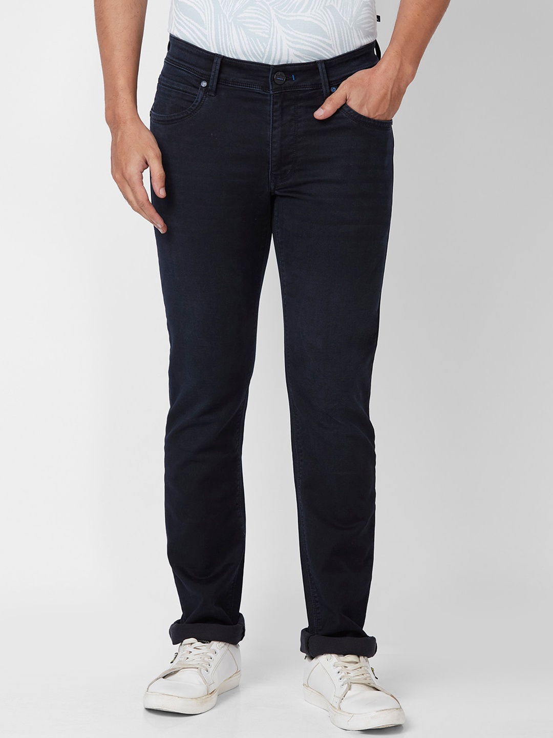 

Parx Men Tapered Fit Low-Rise Clean Look Jeans, Blue
