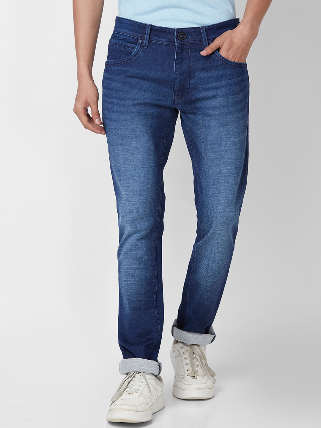 

Parx Men Skinny Fit Low-Rise Light Fade Clean Look Jeans, Blue