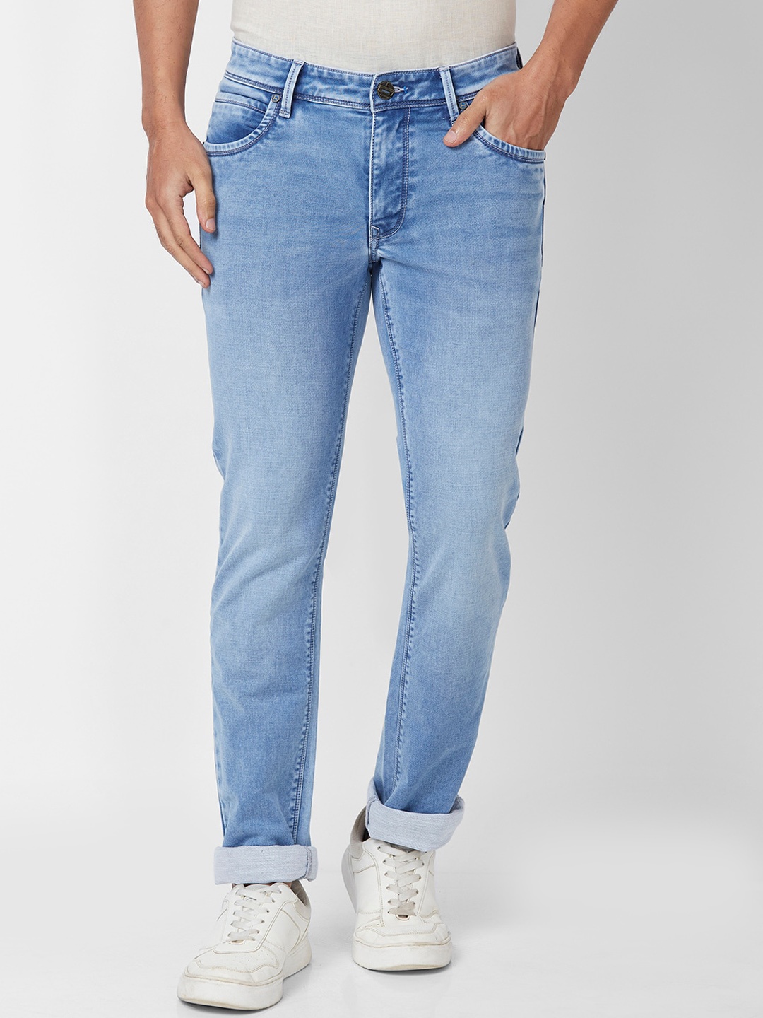 

Parx Men Skinny Fit Low-Rise Heavy Fade Jeans, Blue
