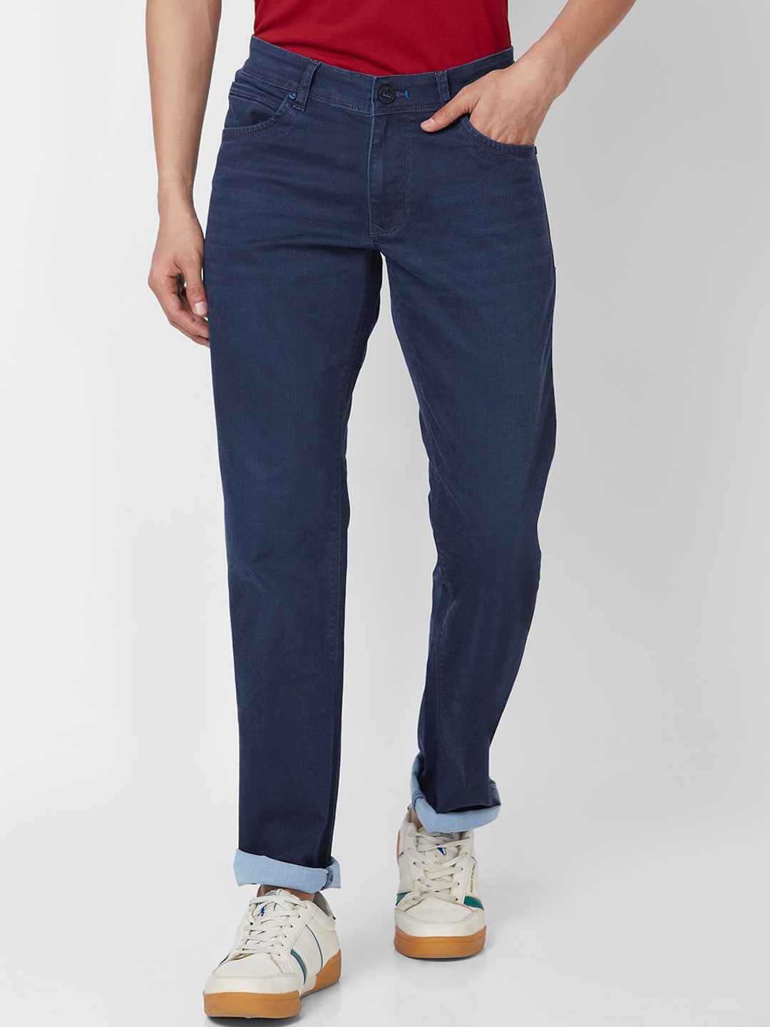 

Parx Men Tapered Fit Low-Rise Clean Look Jeans, Blue