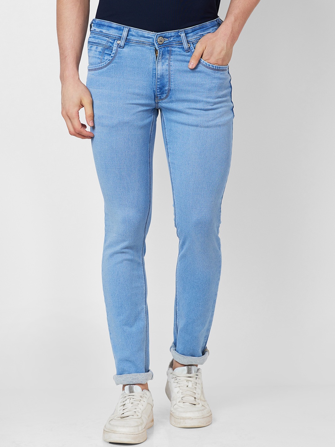 

Parx Men Tapered Fit Low-Rise Clean Look Jeans, Blue